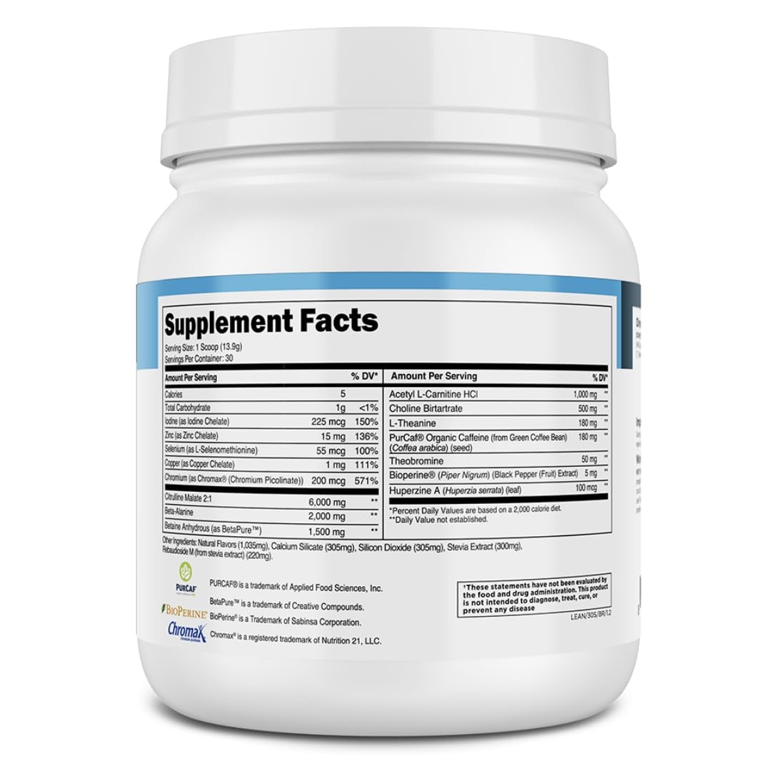 Transparent Labs Lean Pre-Workout – Body 30 Sevings (Pack of 1), No Color
