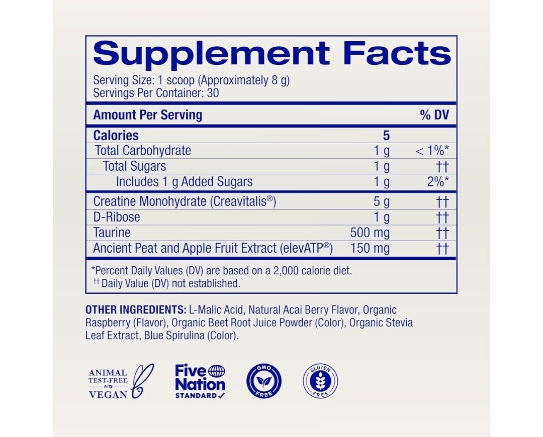 Ora Organic Creatine Monohydrate Powder Muscle Memory Acai Berry 30 Serving 2027