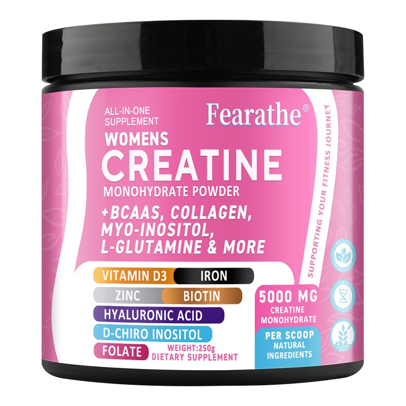 Creatine Monohydrate Powder for women, with biotin HYALURONIC ACID, L-GLUTAMINE