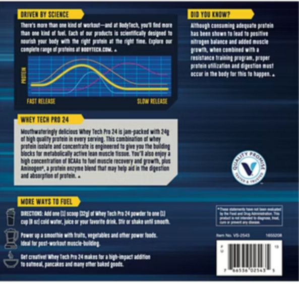 Whey Tech Pro 24 Whey Protein Isolate & Concentrate Powder