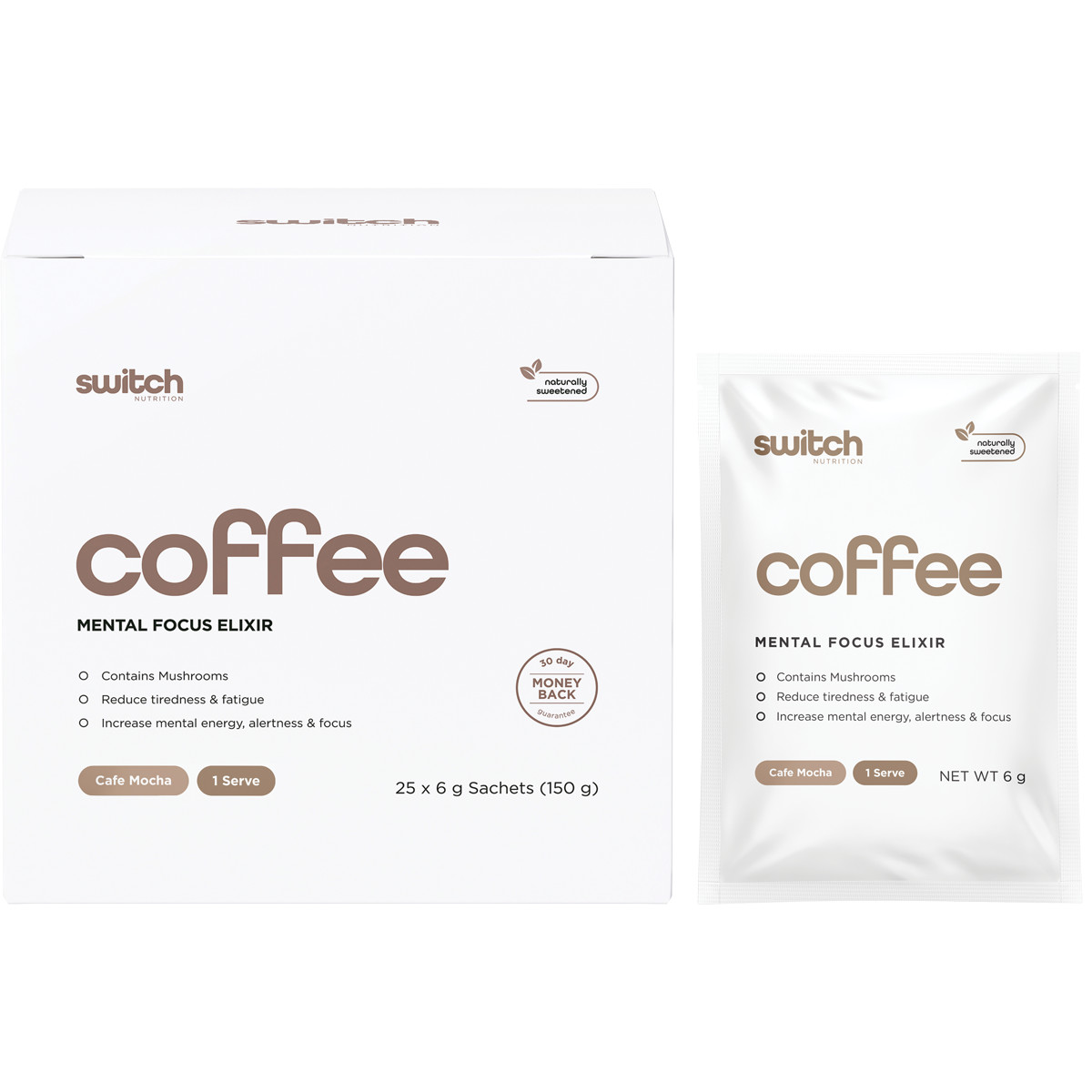 Switch Nutrition Coffee Mental Focus Elixir Cafe Mocha 25 Pack