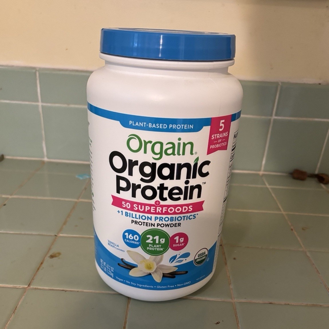 Orgain Organic Protein and Plant Based Protein Powder, Vanilla Bean, 2.7 lbs