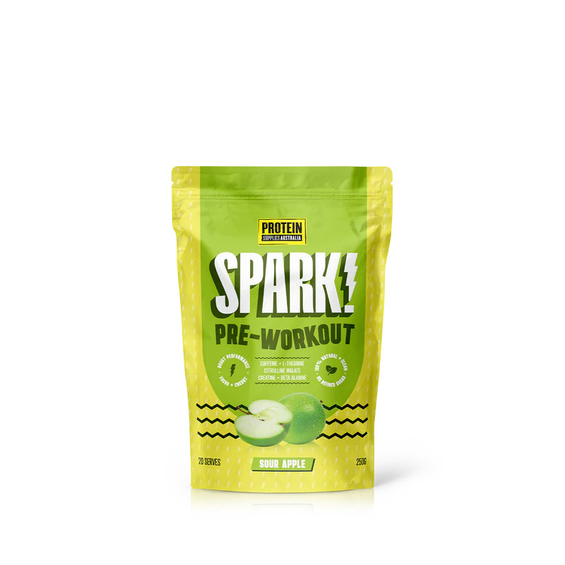 New Protein Supplies Australia Spark The Natural Pre-Workout Sour Apple 250g