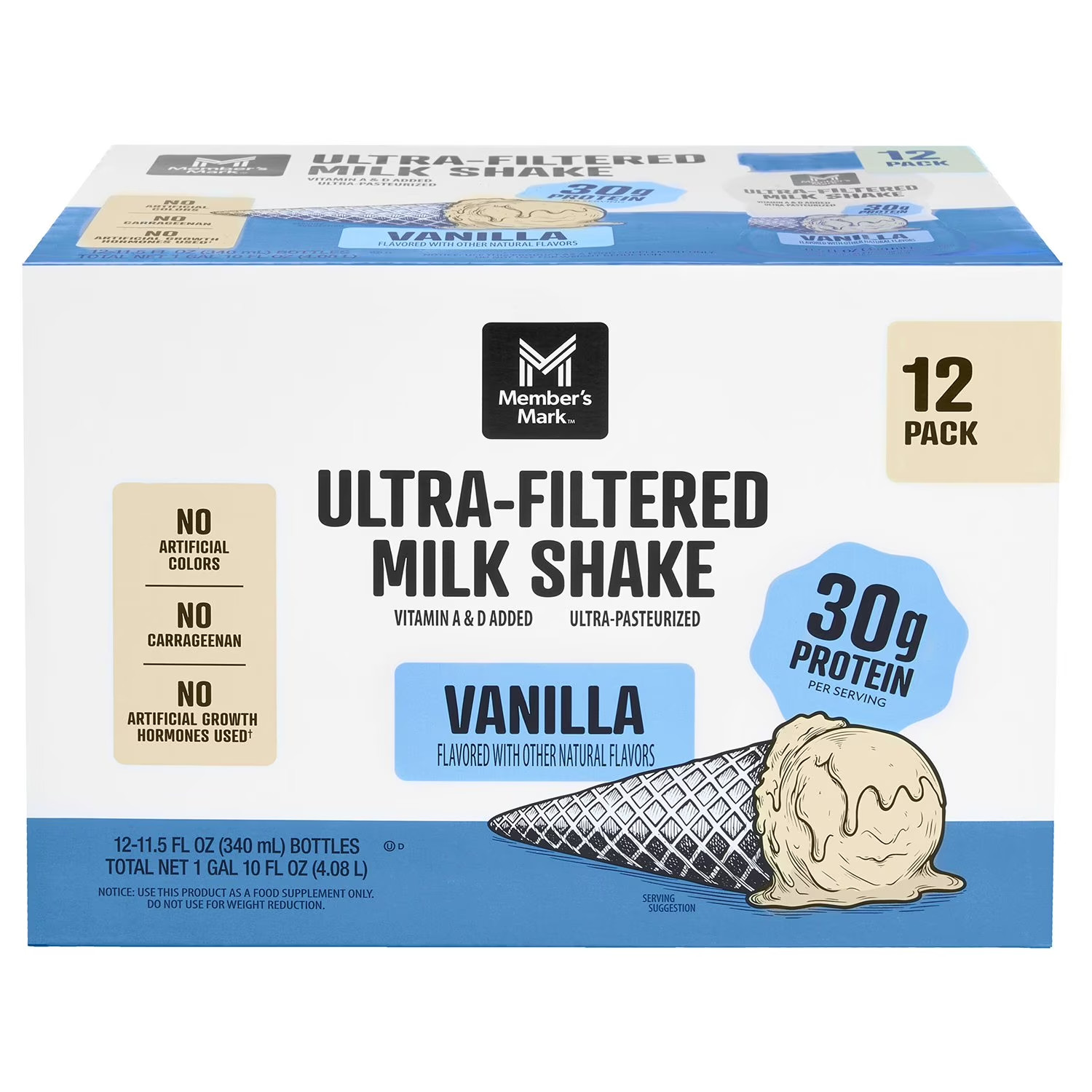 Member’s Mark Ultra-Filtered Milk Shake, Vanilla, 11.5 fl. oz., 12 pack
