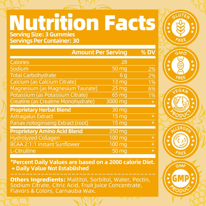 Creatine Monohydrate 90 Gummies for Muscle Growth & Cognitive Health