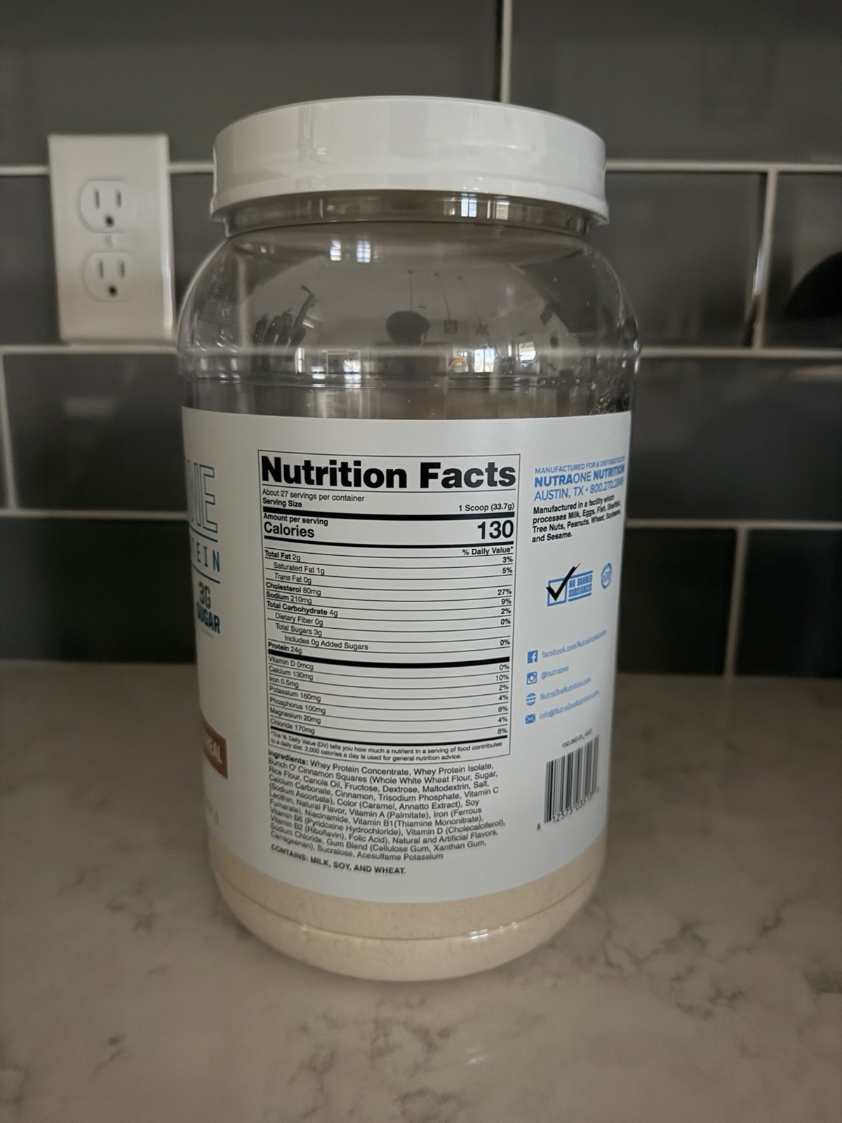 NutraOne ProteinOne 2lb Whey Protein Cinnamon Square Cereal