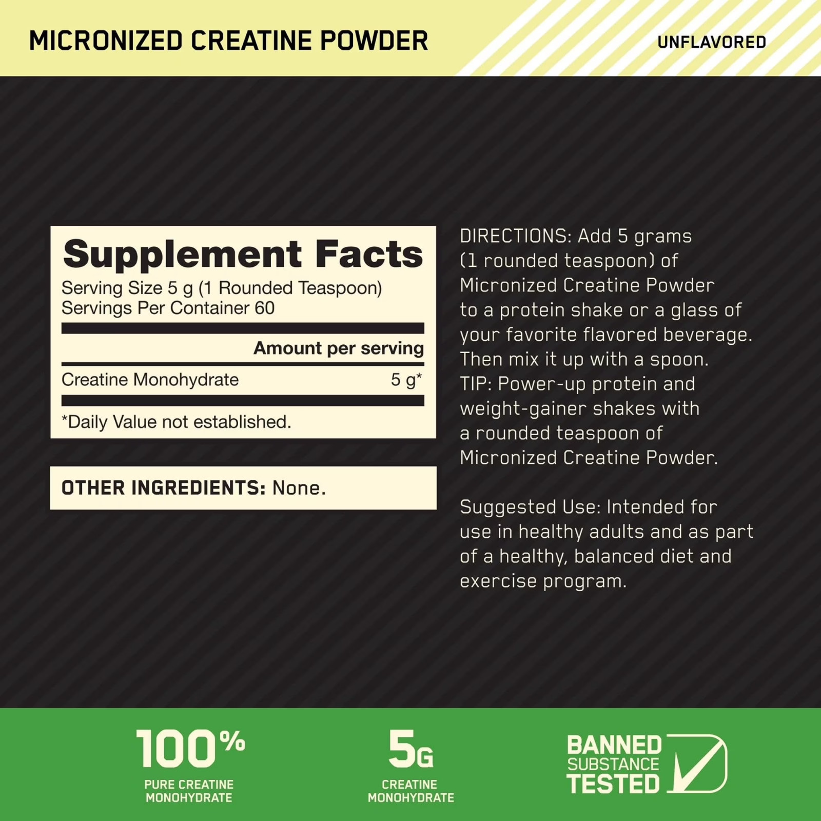 (3 pack) Optimum Nutrition, Micronized Creatine Powder, Unflavored 60 Servings