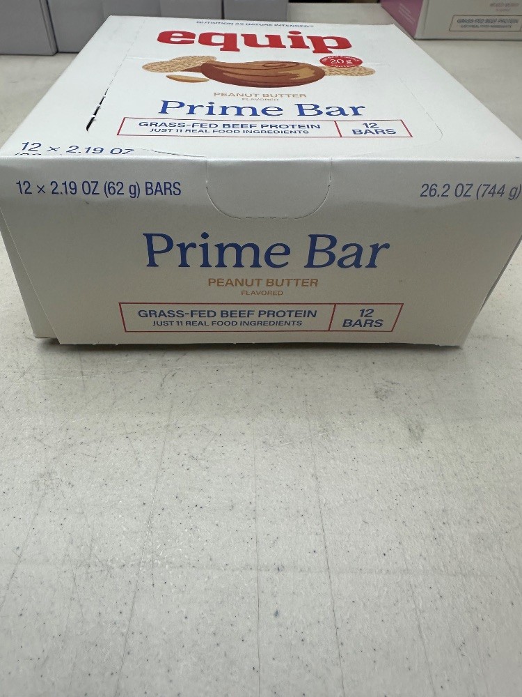 Equip Prime Bar Peanut Butter Grass-Fed Beef Protein Bars 12 Pack 20g Protein