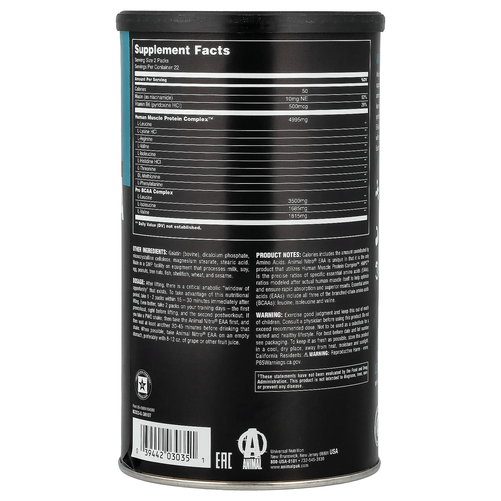 Nitro EAA, The Anabolic Essential Amino Acids Pack, 44 Packs