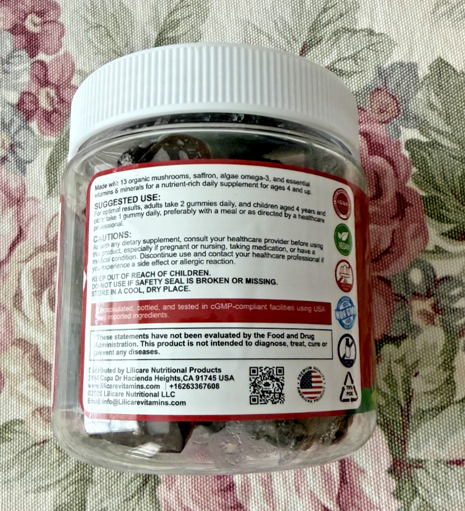 Lions Mane Mushroom Focus Gummies for Kids, Teens & Adults, 24-IN-1 Brain Gummy