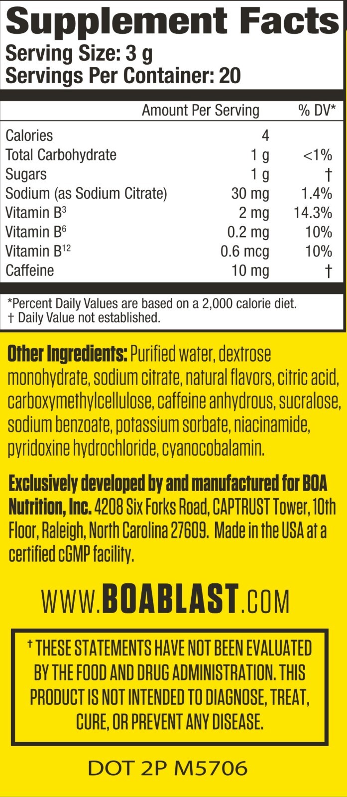 BOA IGNITE BLAST rapid caffeine, carbs, B vitamins – 2oz 6-pack – FREE SHIPPING
