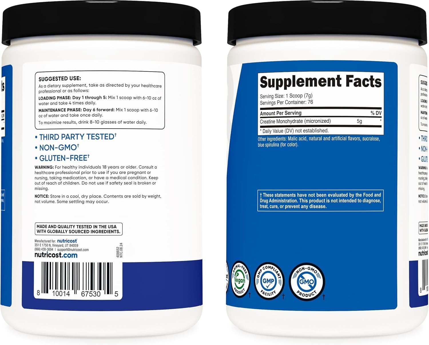 500g Creatine Monohydrate Powder in Blue Raspberry Flavor – Elevate Your Workout