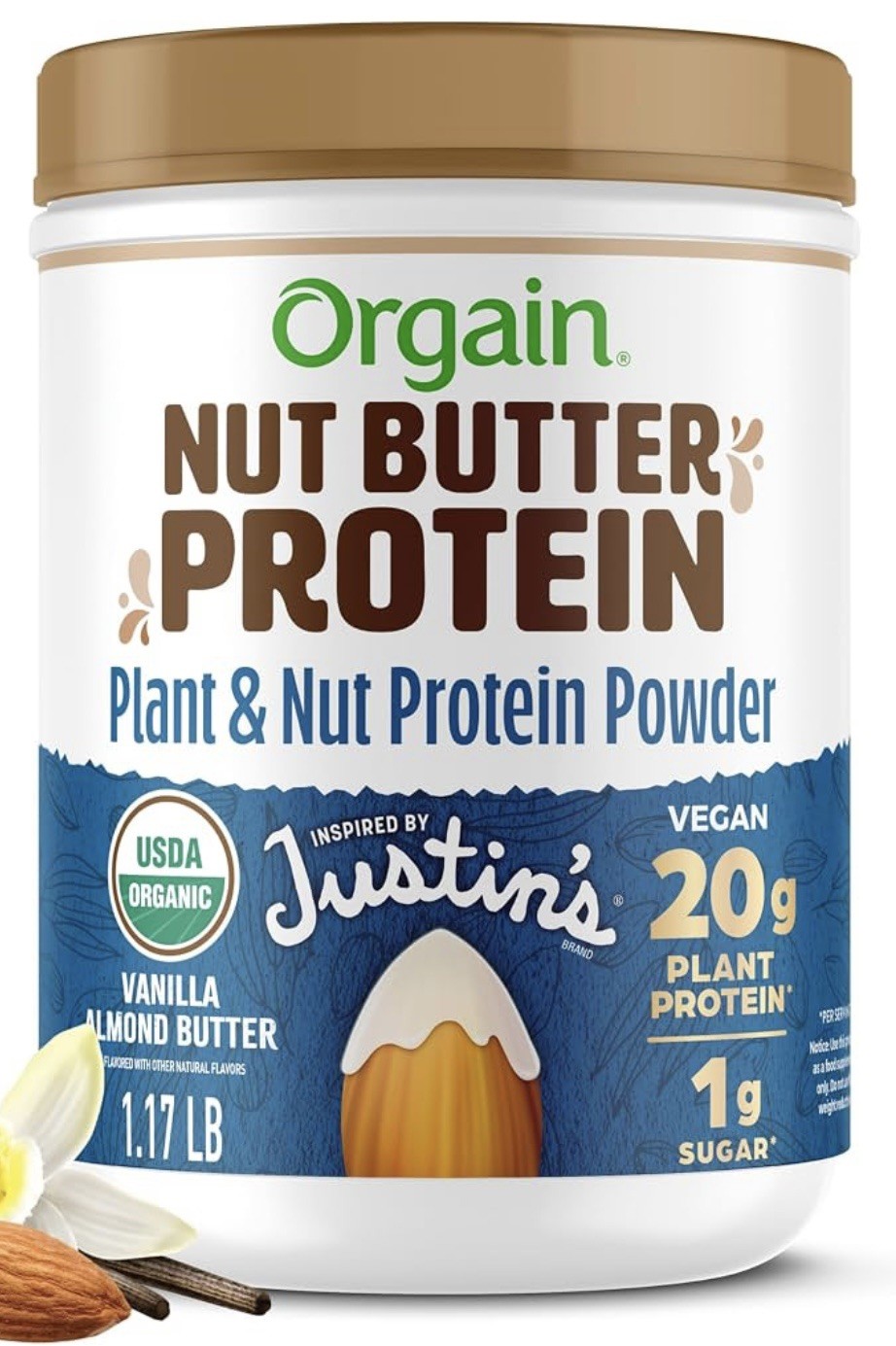 2 ORGAIN NUT BUTTER PROTEIN VANILLA ALMOND BUTTER INSPIRED BY JUSTIN’S
