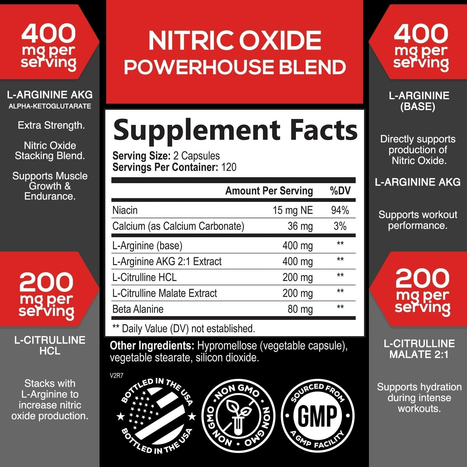 Extra Strength Nitric Oxide Booster – L-Arginine & Citrulline – 240 Capsules