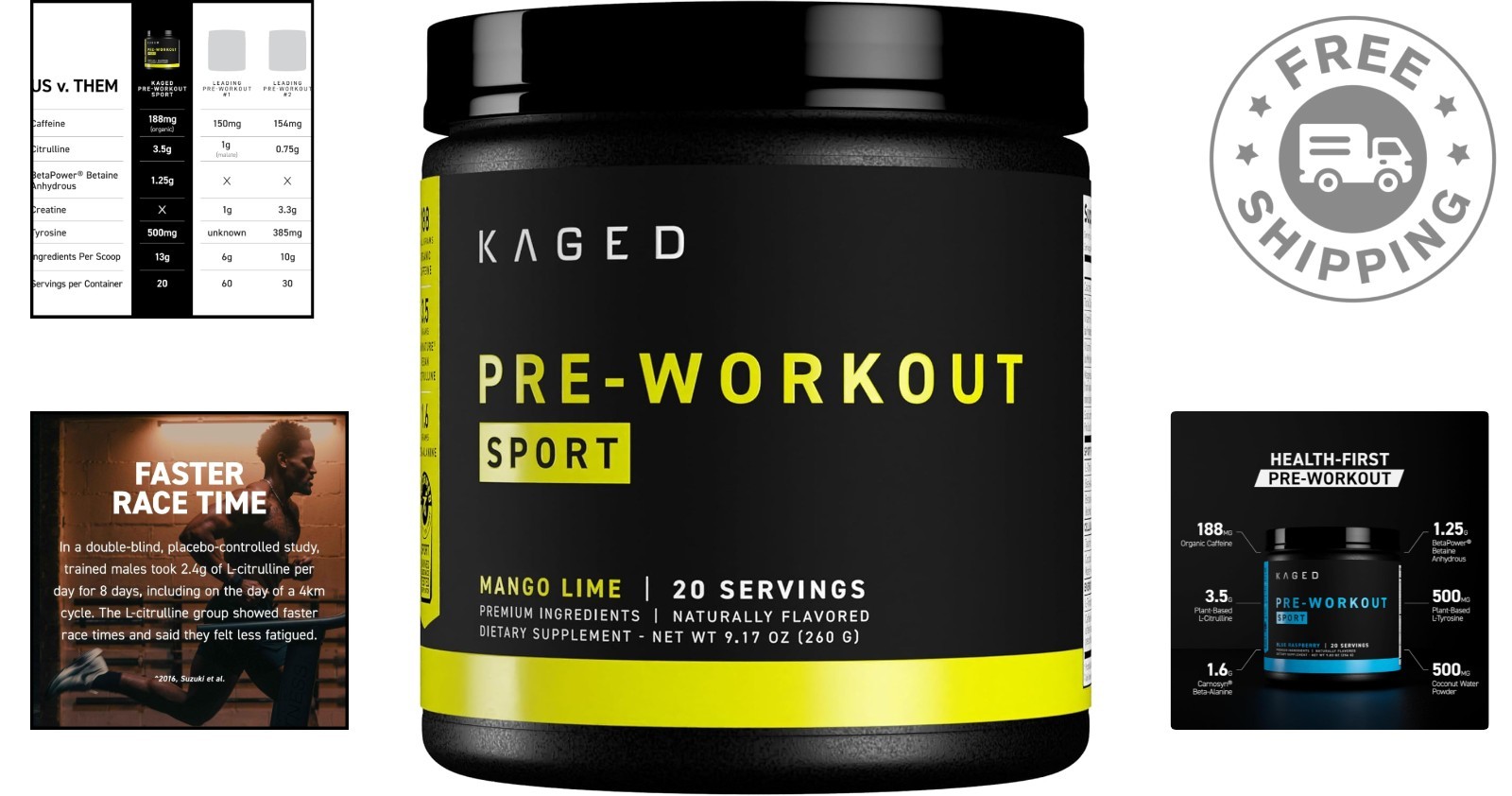 Endurance-Enhancing Pre Workout Powder – 188mg Caffeine, Banned Substance Free