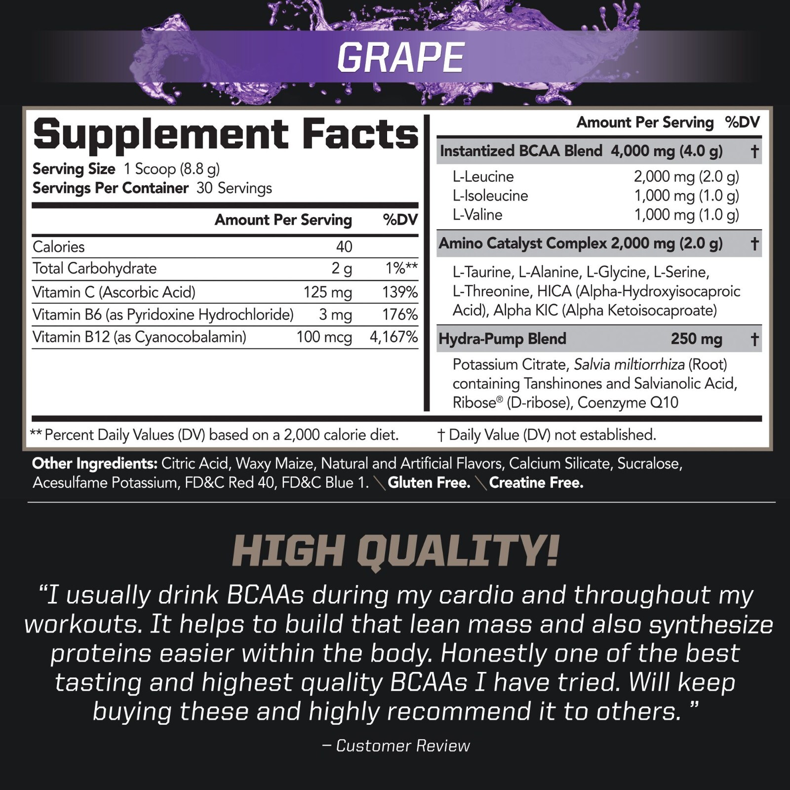PMD BCAA Stim-Free Amino Acids for Performance & Recovery – Grape (30 Serve)