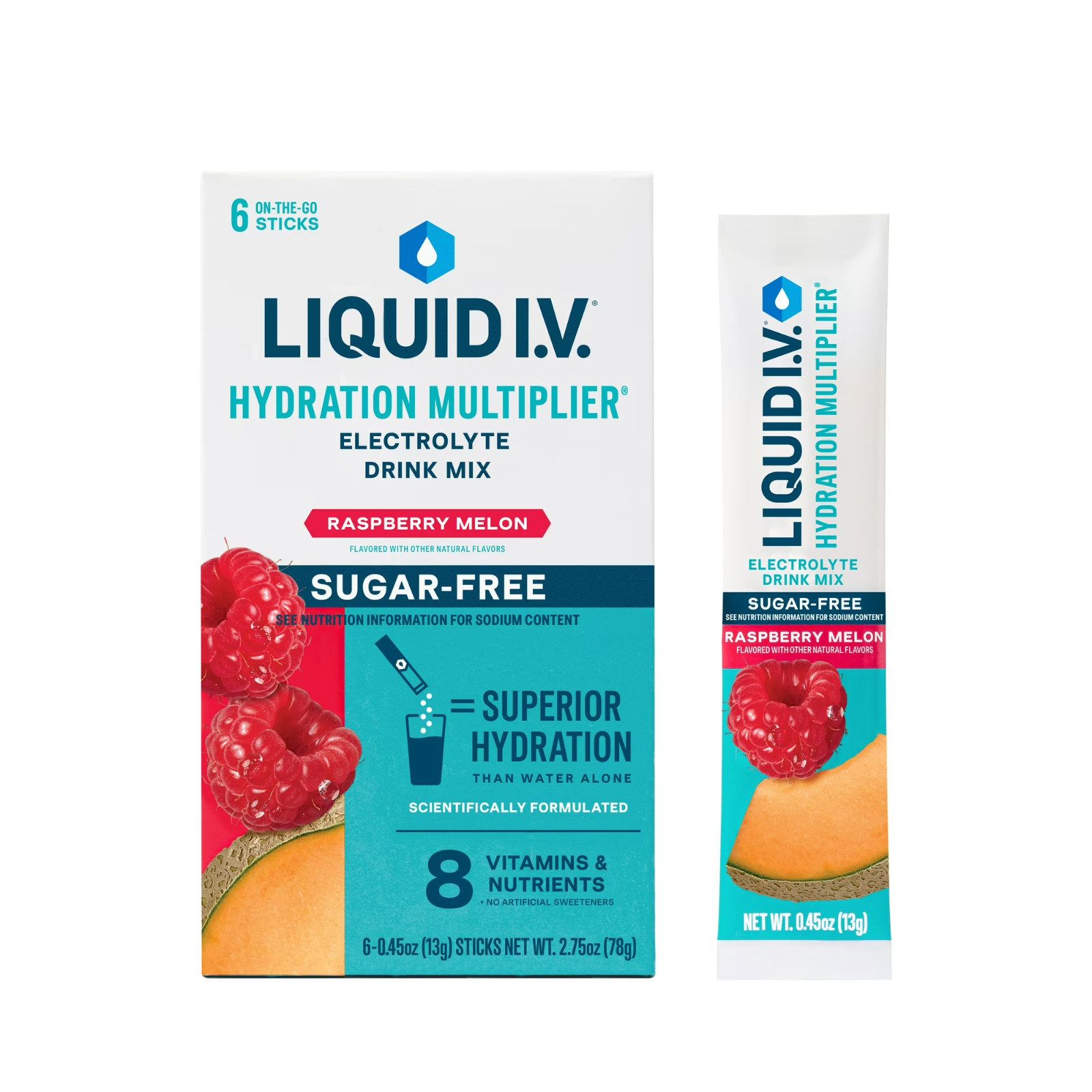 Liquid I.V. Sugar-Free Raspberry Melon Hydration Electrolyte Mix, 0.56oz – 6ct