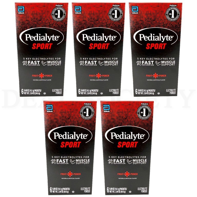 Pedialyte Sport Electrolyte Powder Fruit Punch 6ct Lot of 5 Boxes
