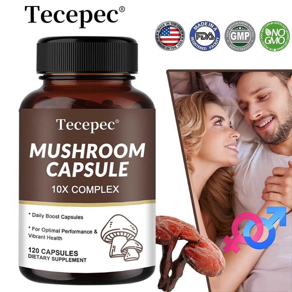 10x Mushroom Complex Supplement, Lions Mane, Reishi, Shiitake, Immune Capsule