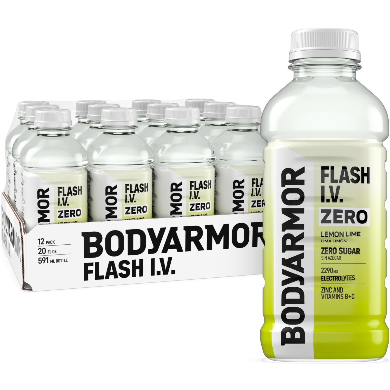 Zero Sugar Electrolyte Drink, Lemon Lime Hydration Beverage, 20 Fl Oz, Pack of 1