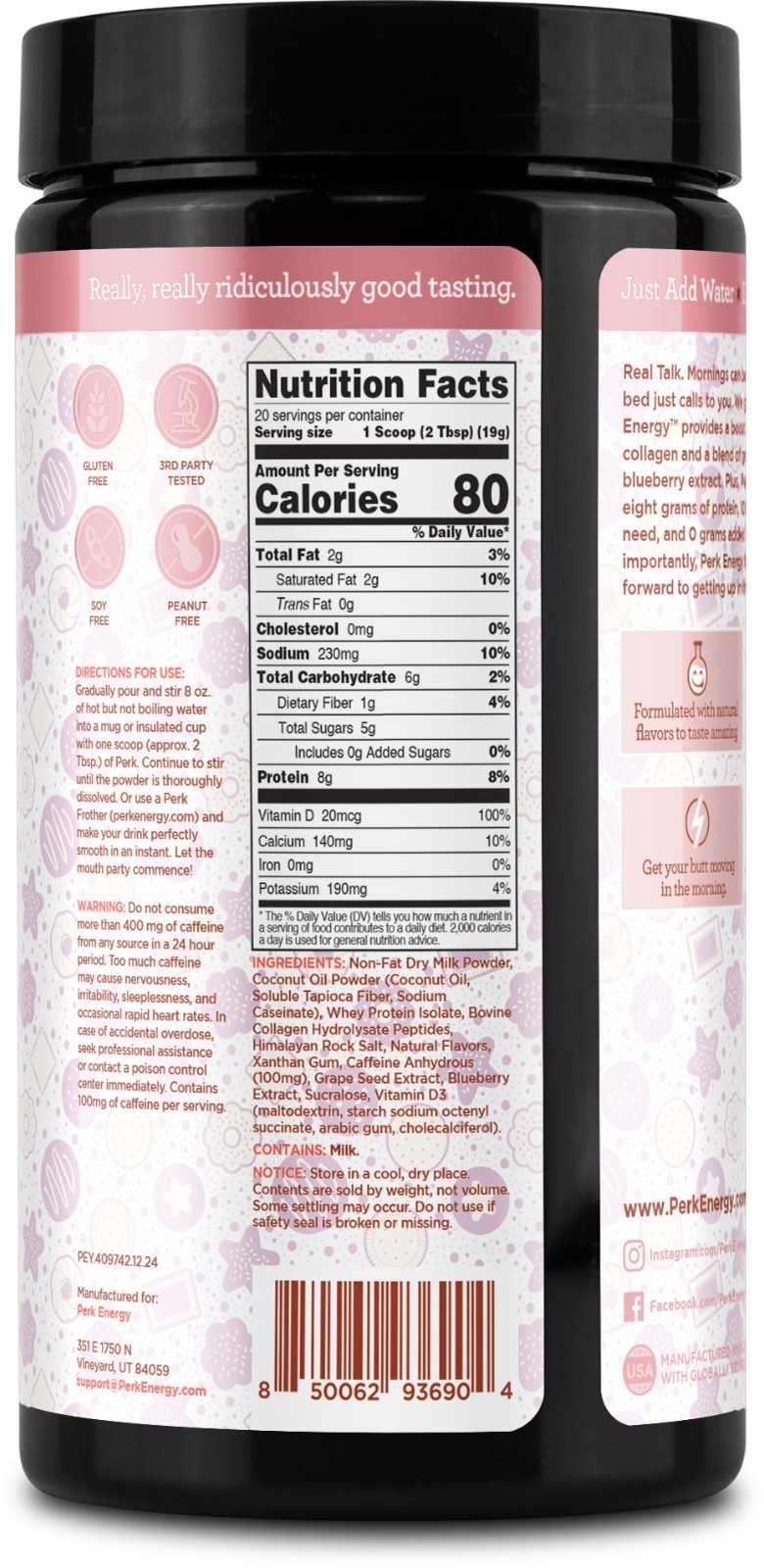 Perk Energy Original Sugar Cookie Flavored Drink Powder (20 Servings)