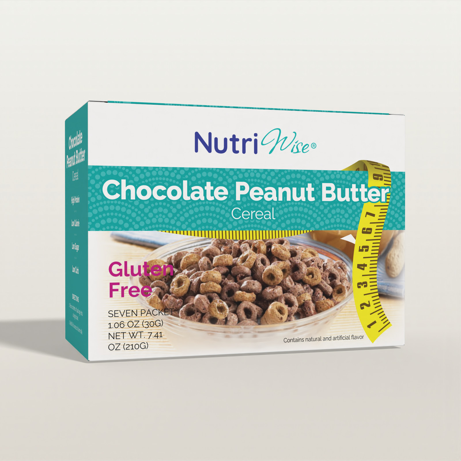 NutriWise Chocolate Peanut Butter High Protein Cereal, Keto Diet Friendly 7ct