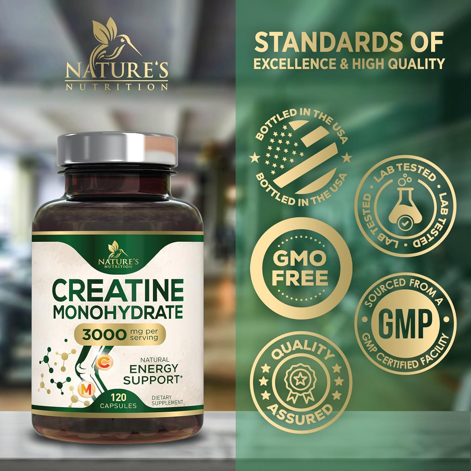 Creatine Monohydrate Capsules 3000Mg – Best Micronized Creatine Powder – Support