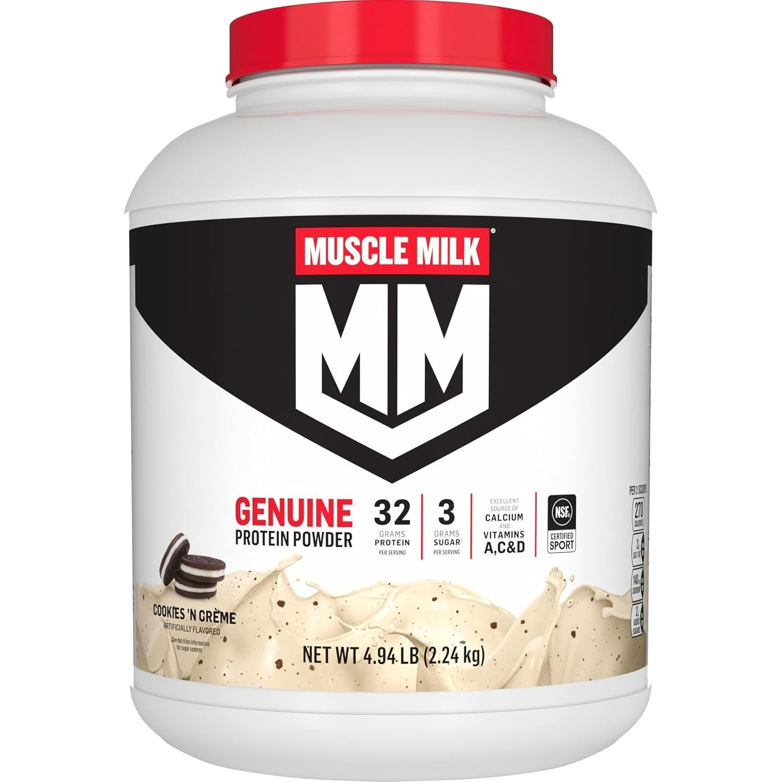 Muscle Milk Protein Powder Vanilla 1.93lb 32g Protein NSF Certified