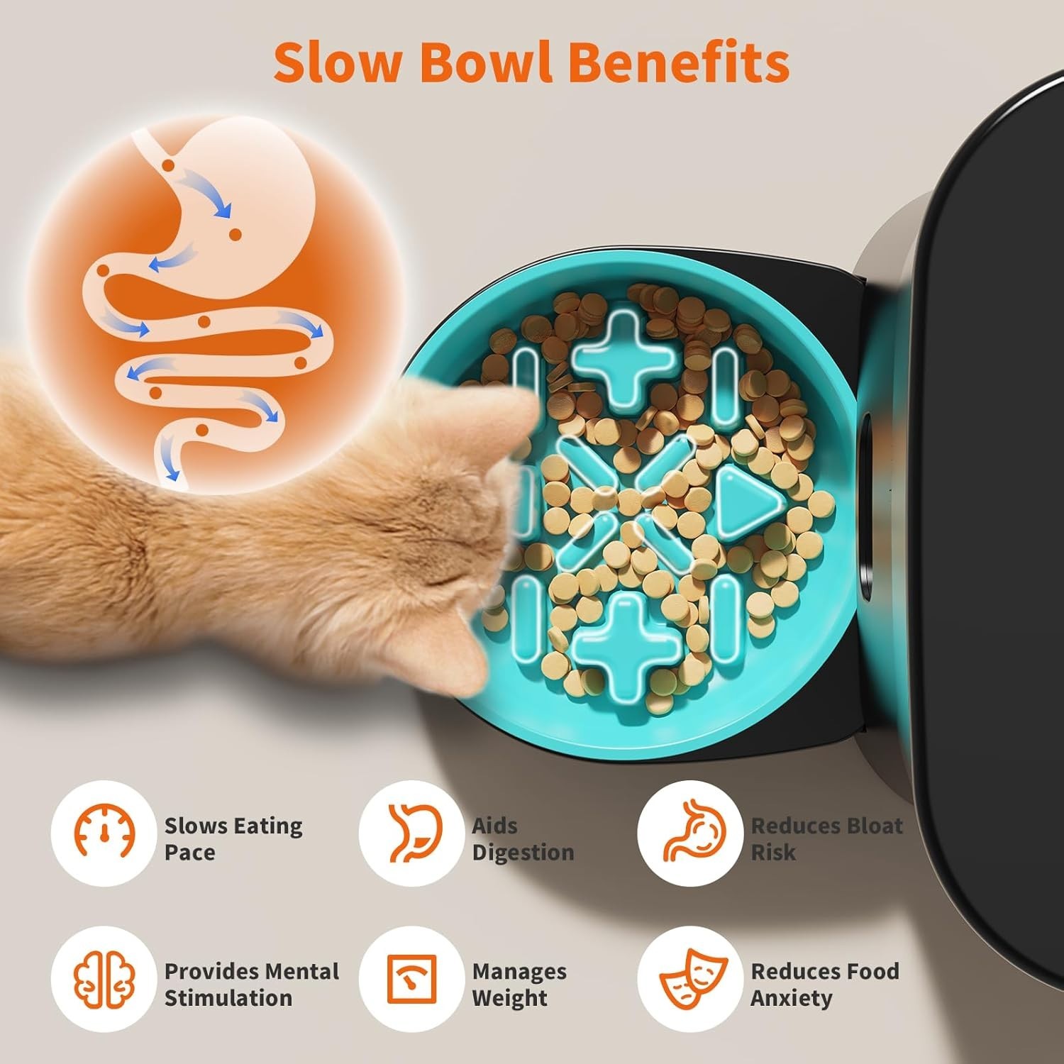 HoneyGuaridan Automatic Cat Feeder for 2 Cats,3.5L Dual Cat Food Dispenser, 2.4G