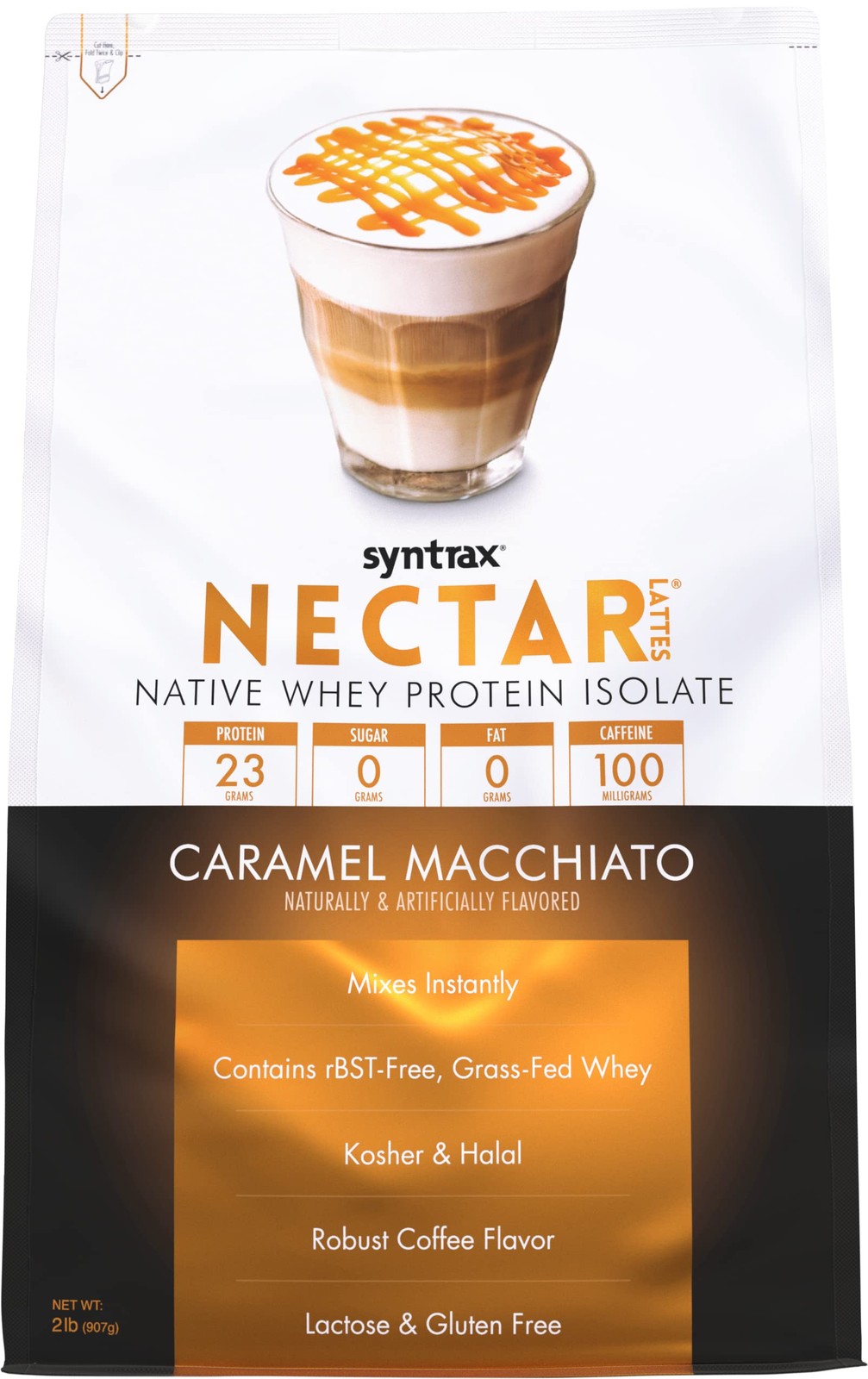 Nectar Lattes Protein Powder Coffee Flavor Grass Fed Gluten Free 2 Pound Pack