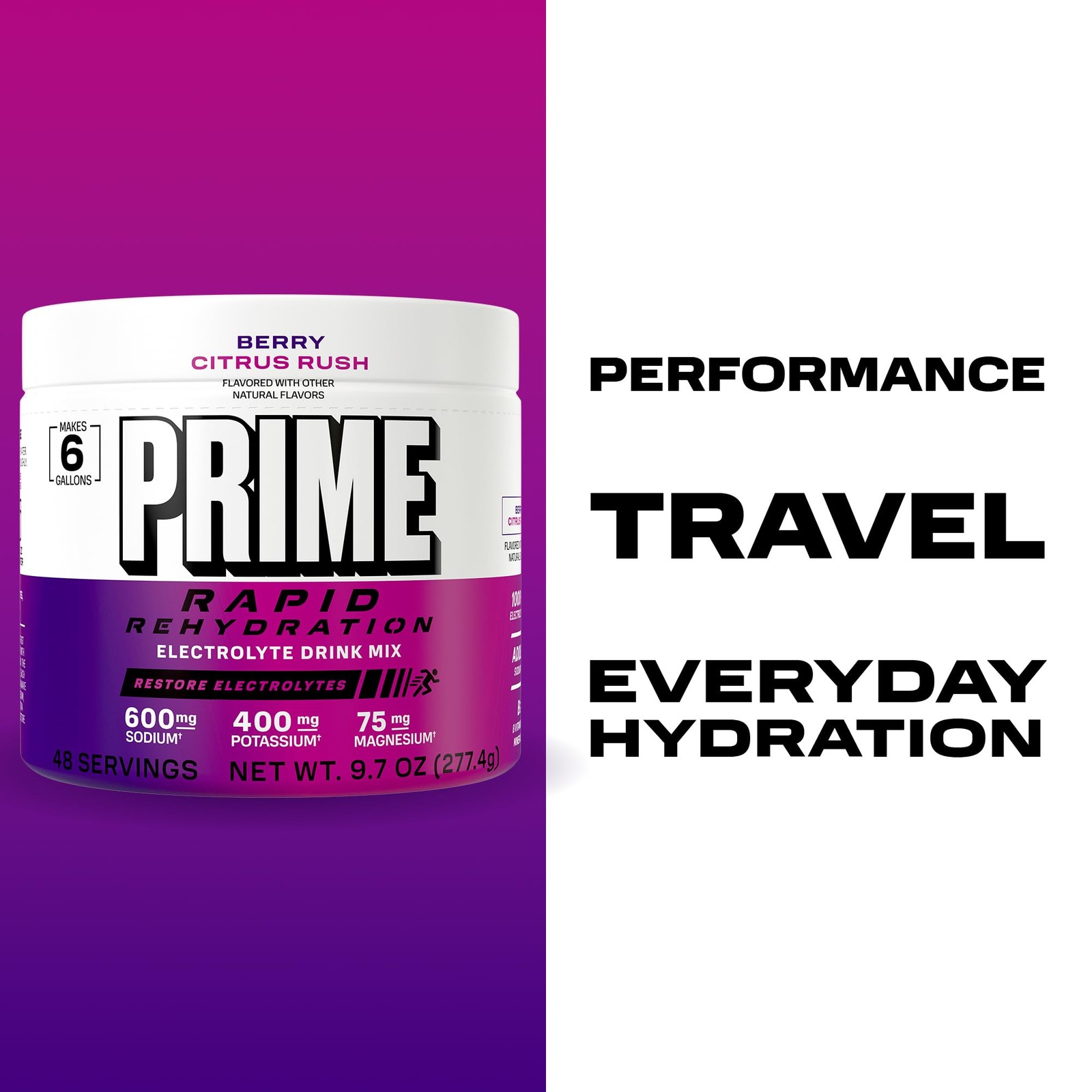 PRIME HYDRATION Berry Citrus Rush 6 gallon tub