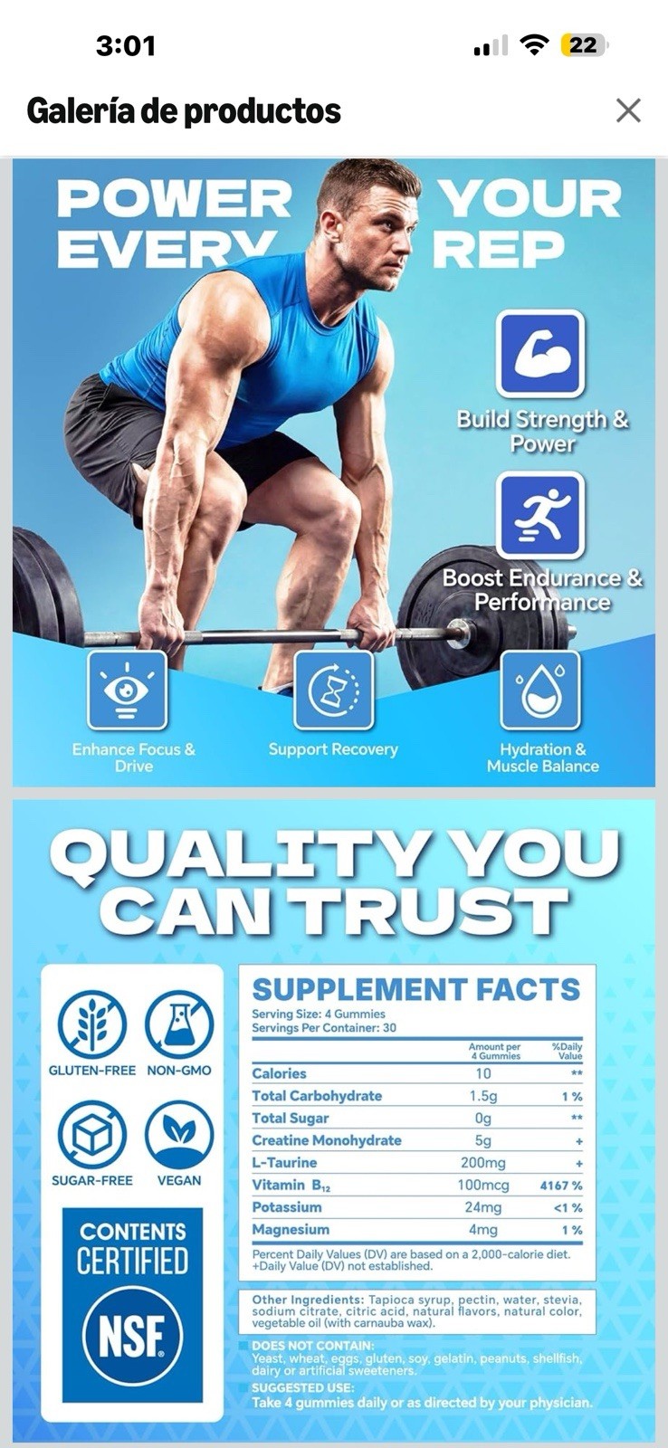 FrellanoX Creatine Monohydrate Gummies 5g Raspberry 120 Vegan Sugar-Free