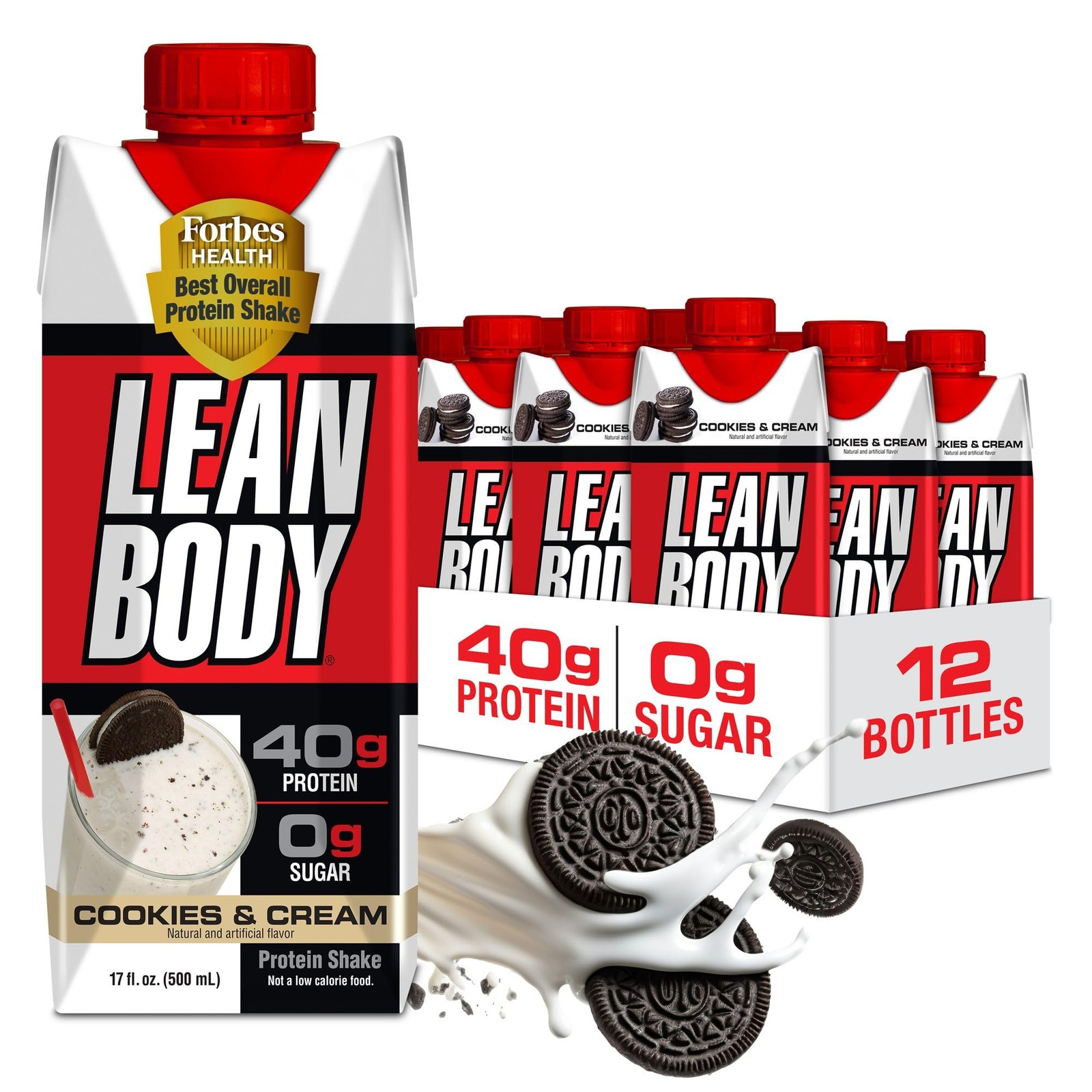 Labrada Lean Body Ready-to-Drink Cookies and Cream 17 Fl Oz (Pack of 12)