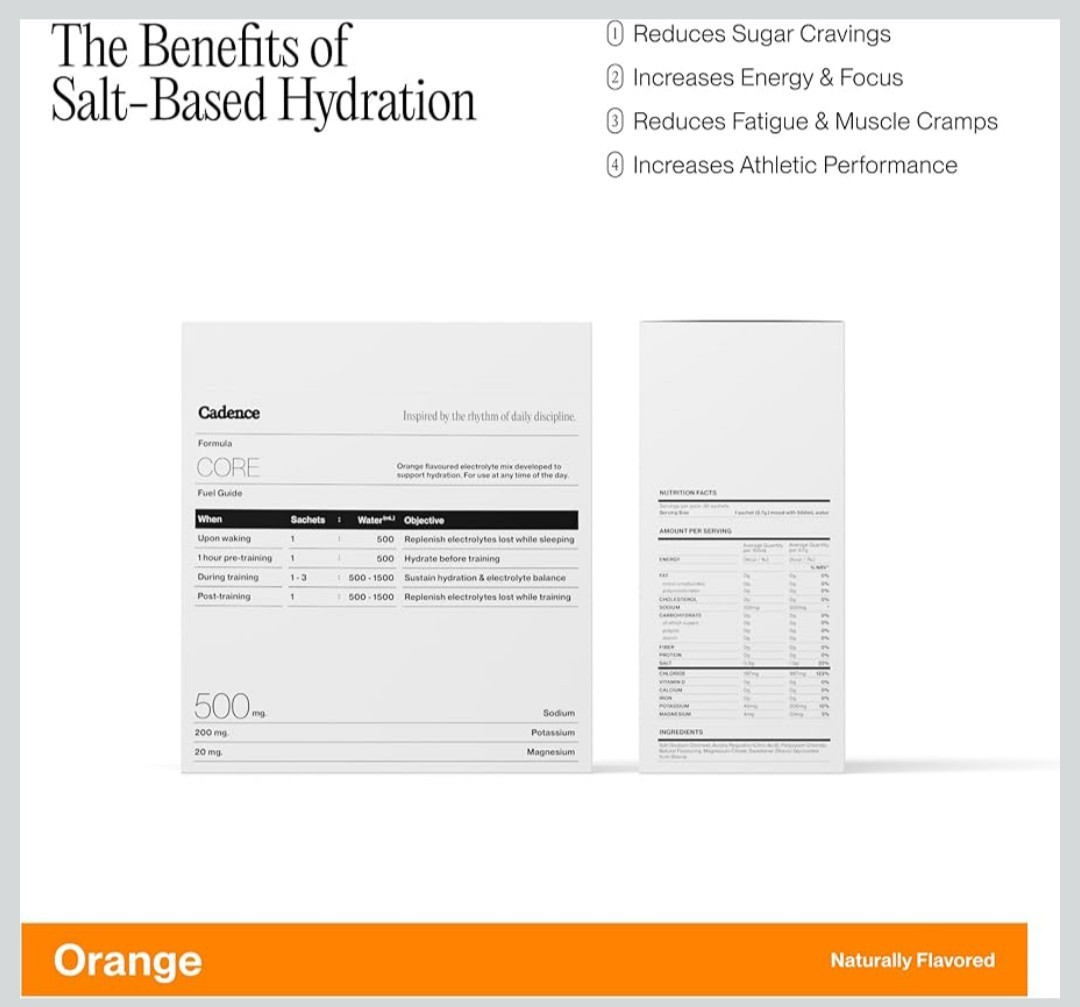 Cadence Sachets Core Orange – Carton (5g x 30) Science-Backed Hydration |…