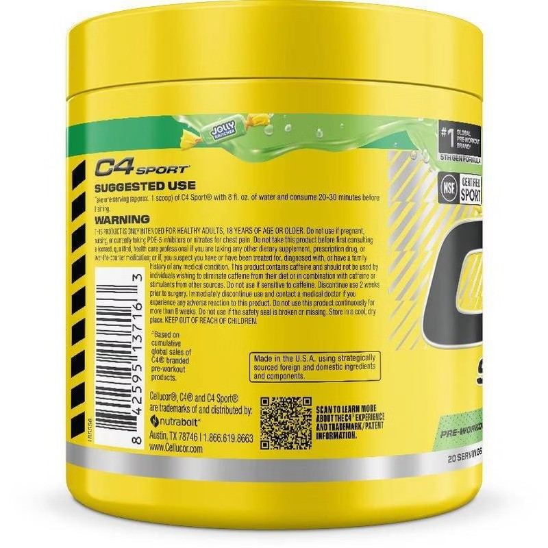 Sport Pre-Workout Powder – Jolly Rancher Green Apple – 20 Servings