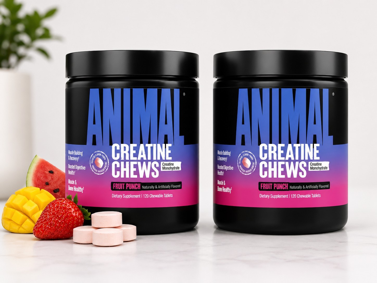 2 Pack Animal Creatine Chews – Fruit Punch – 120 Tablets Each – New & Sealed