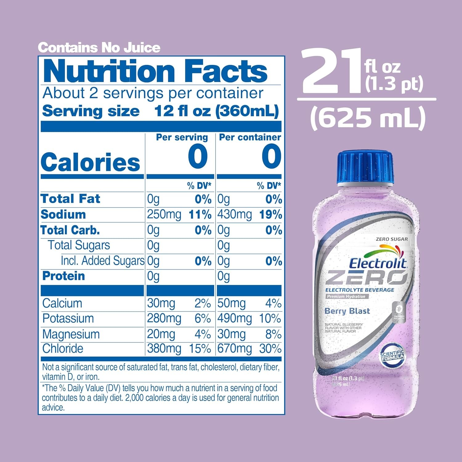 Electrolit Zero Electrolyte Drink Berry Blast Electrolyte Supplement 12 Pack