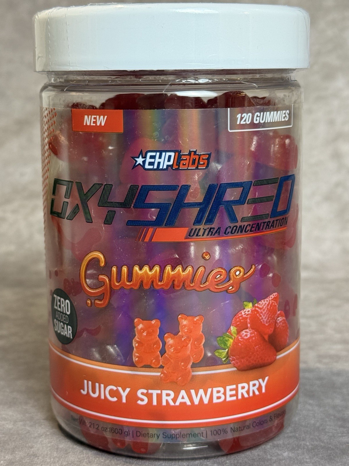 EHPlabs OxyShred Gummies Zero Added Sugar Juicy Strawberry 120 Gummies