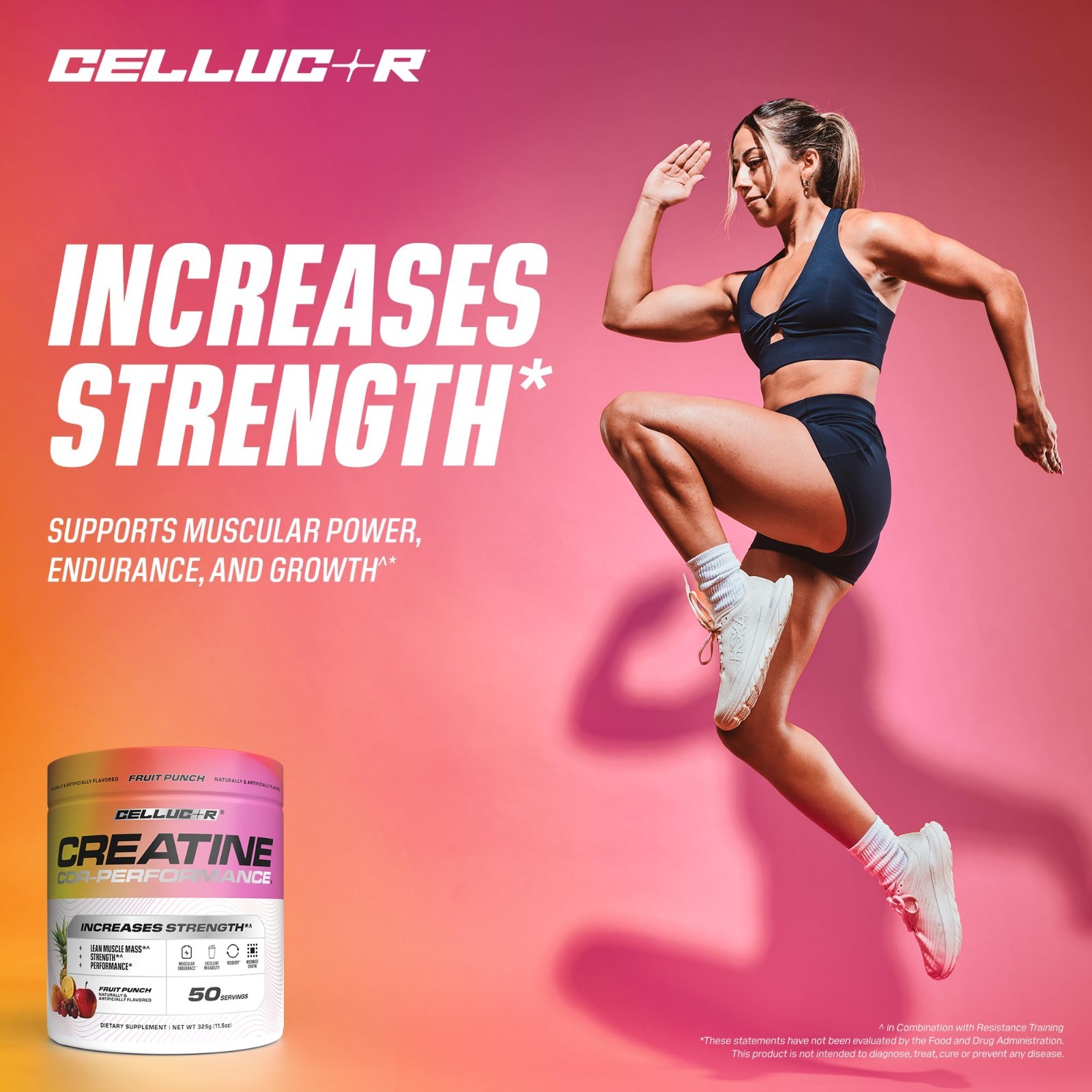 Creatine Powder Fruit Punch Boost Strength, Lean Muscle & Endurance, 5g/Serving
