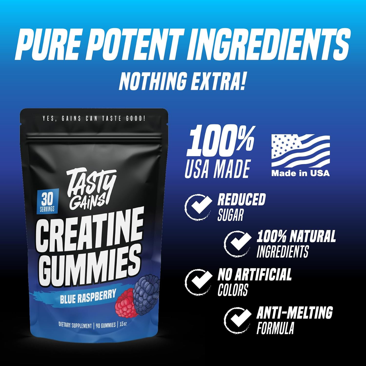 Creatine Gummies – 90G of Creatine Monohydrate – Workout Supplements – Build Mus