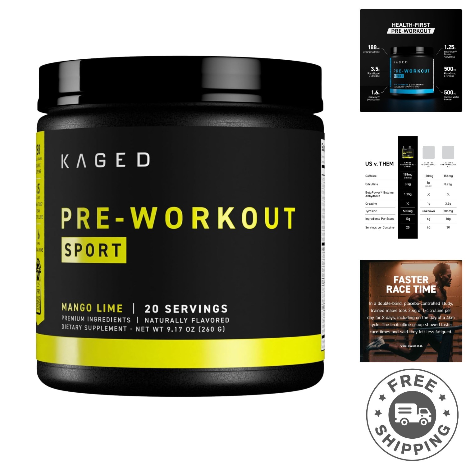 Endurance-Enhancing Pre Workout Powder – 188mg Caffeine, Banned Substance Free