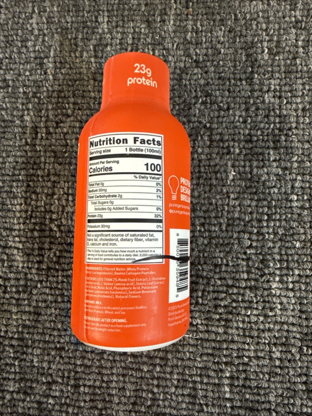 12 PACK Pure Genius Strawberry Guava Protein Shots 23g KETO Gluten & Sugar Free
