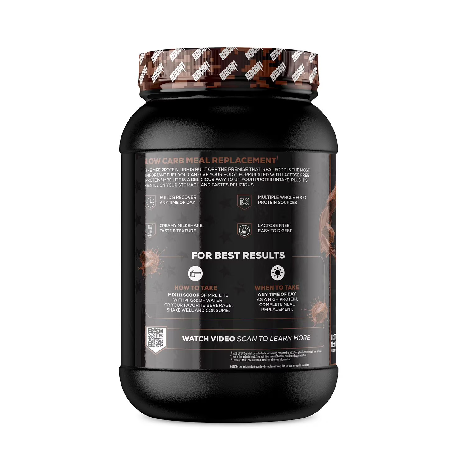 Redcon1 MRE Lite Whole Food Protein Powder, Fudge Brownie, 2.1 Pounds