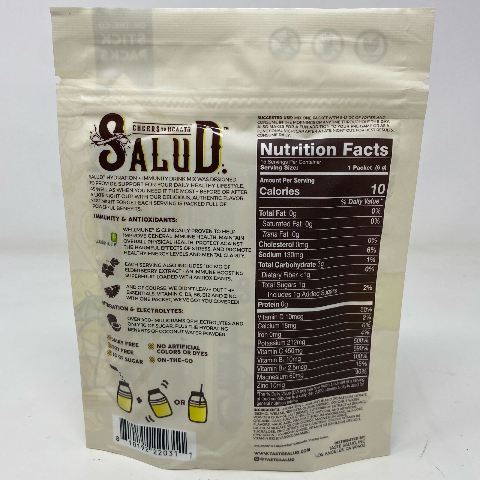 Taste Salud Hydration + Immunity Piña Colada Drink Mix 15ct