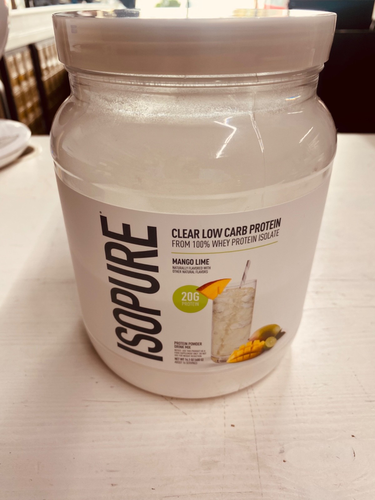 Isopure Clear Whey Protein, Mango Lime, 20g Protein, 14.1oz, 16 Servings