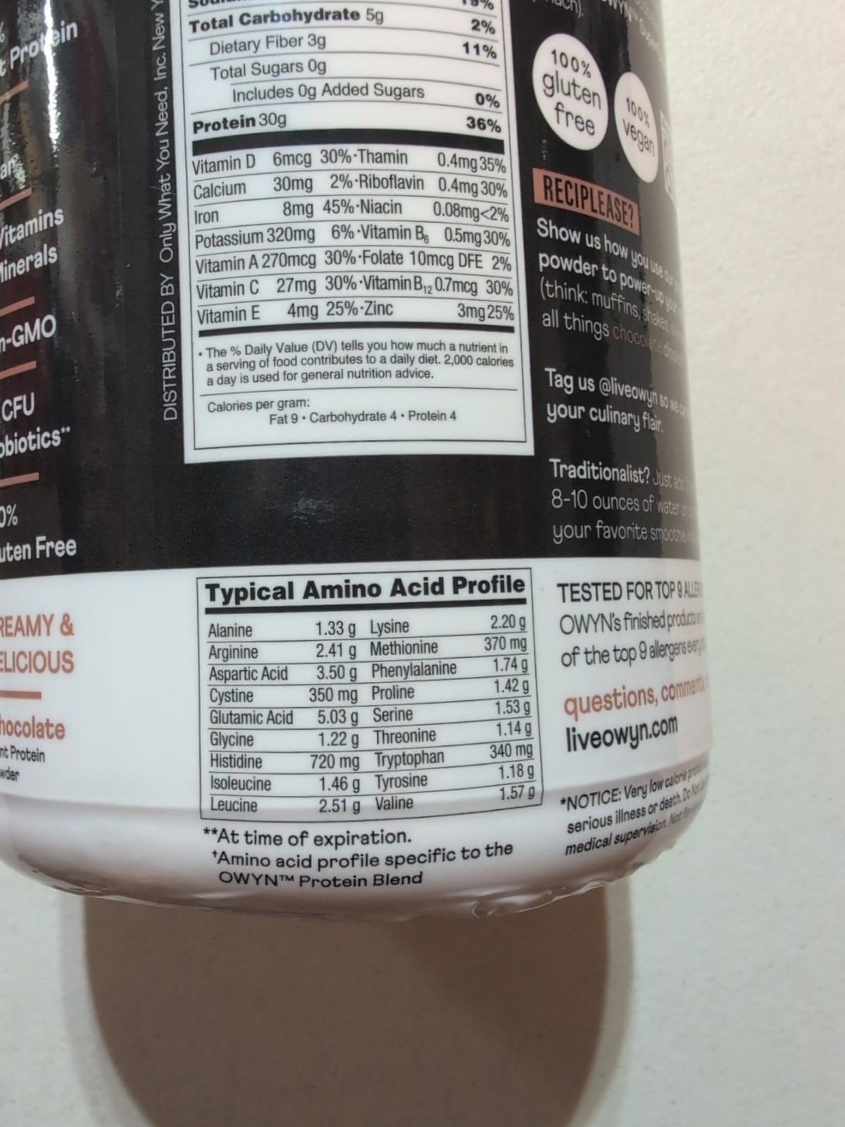 Owyn 30g Plant Protein Zero Sugar Elite PRO 1.32Lb Chocolate 8/27 Factory Sealed