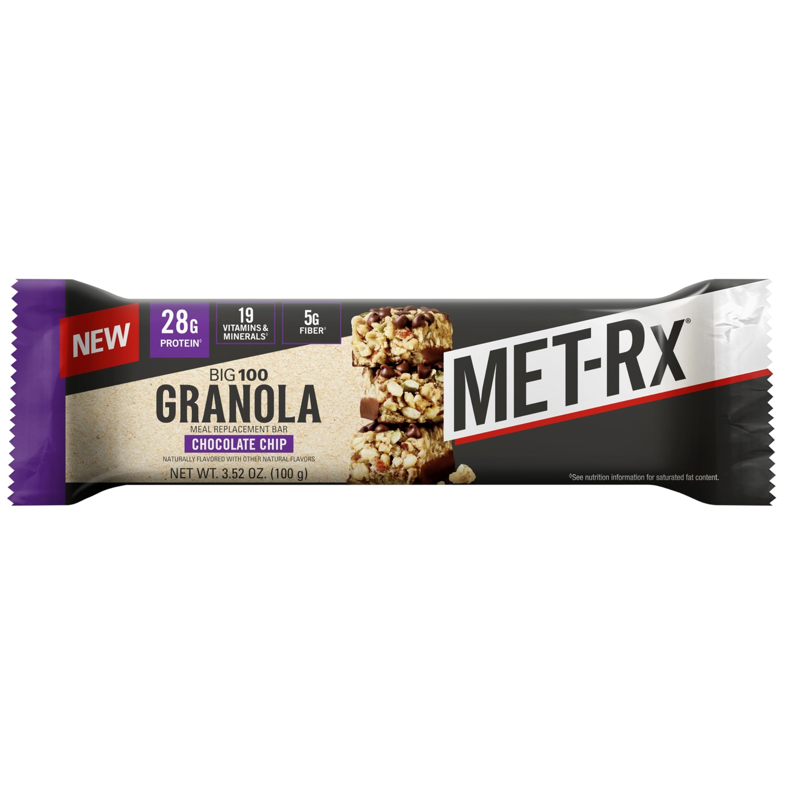 MET-Rx Big 100 Granola Protein 9 Count (Pack of 1), Chocolate Chip