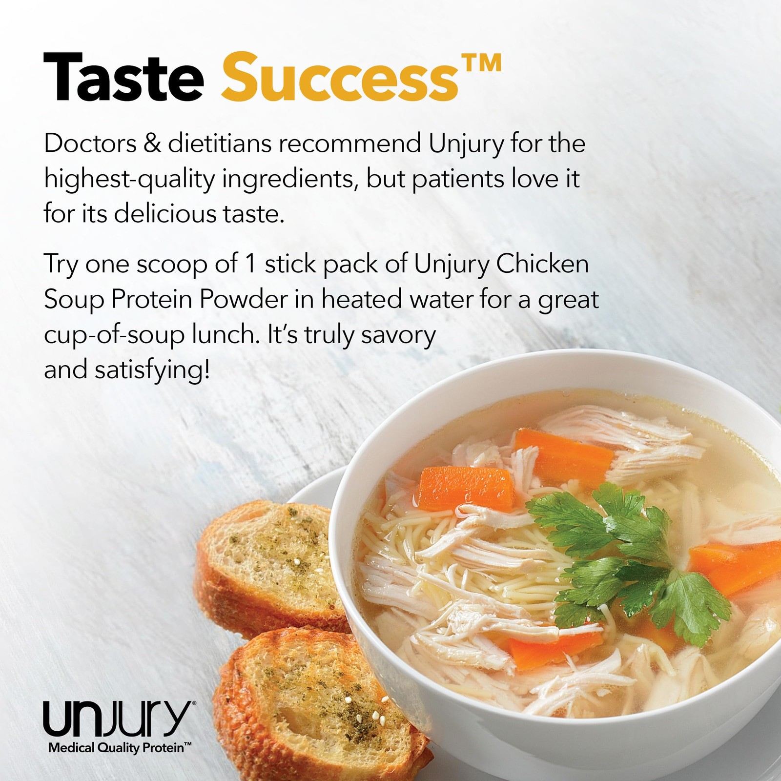 Unjury Whey Protein Powder Individual Stick Packs | Chicken Soup | 10.5g 100%…