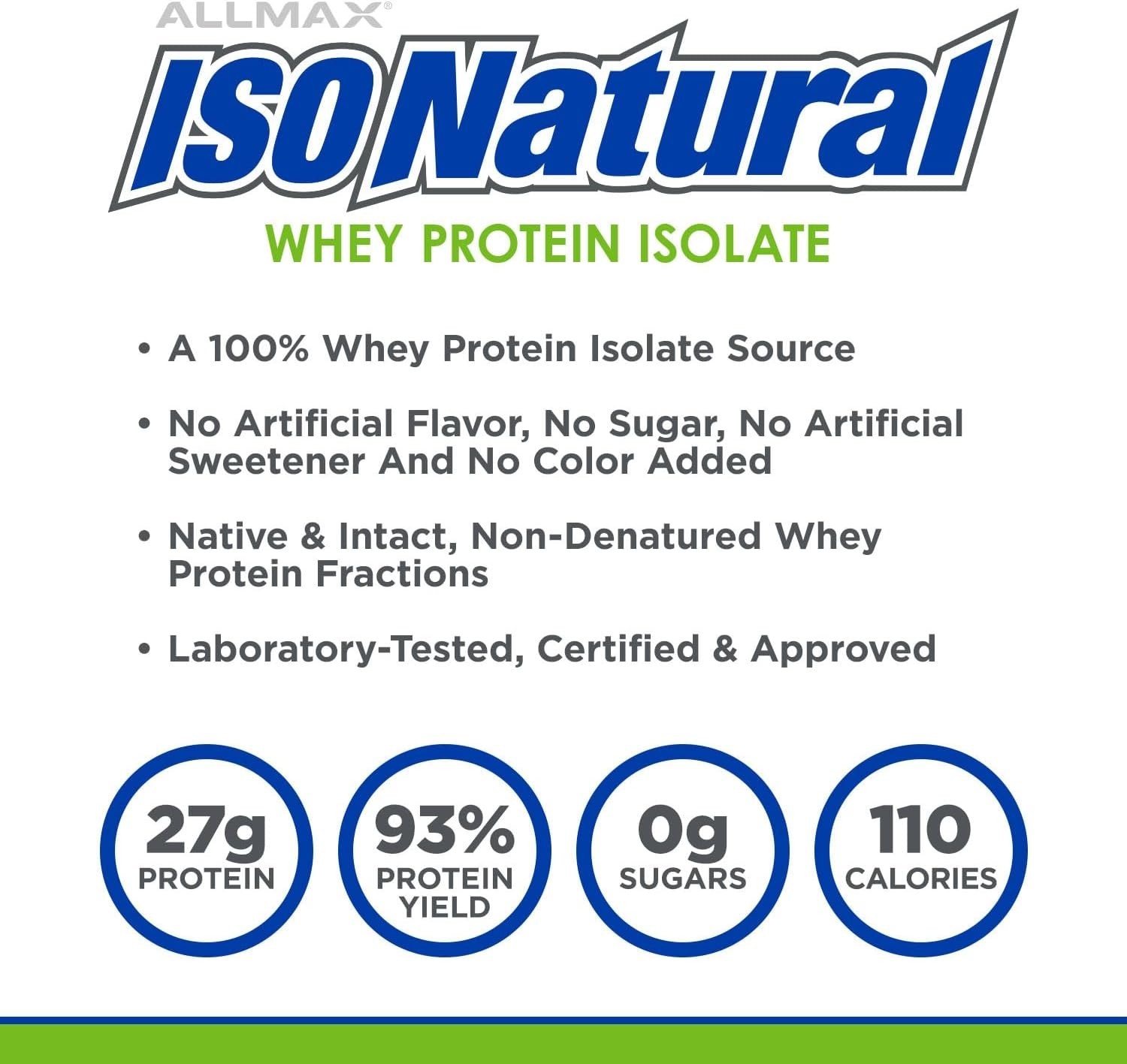 Allmax Nutrition IsoNatural – Whey Protein Isolate Unflavored 5 lbs (2.27 kg)