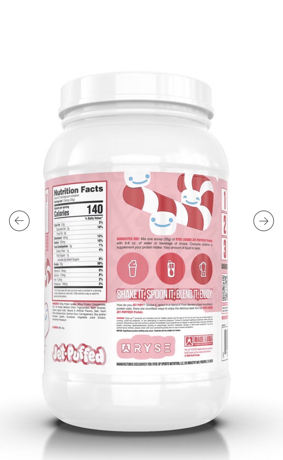 RYSE Jet-Puffed Peppermint Whey Protein Powder 2.1 lb Muscle Gain Bodybuilding